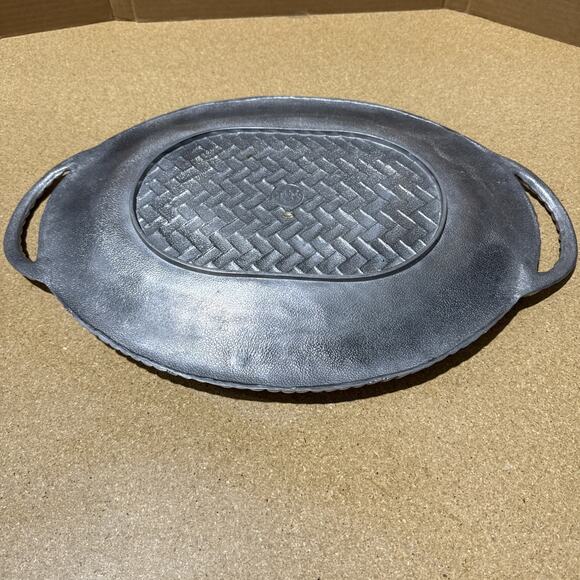 Vintage Lenox Fruit Basket Motif Oval Serving Display Tray Metal - Handles 22x15 - Picture 5 of 9